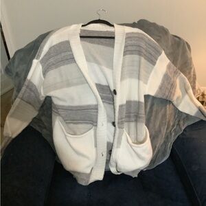 White and grey cardigan